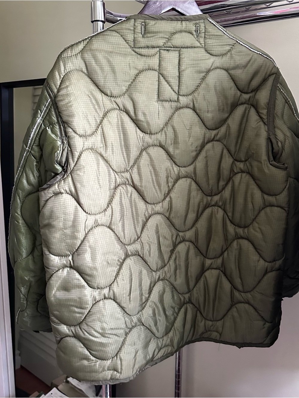 Vintage Olive Green Quilted Military Liner Jacket - Picture 6 of 8